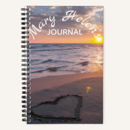 Elegant Ocean Sunset Namn Journal Spiral bärbar da