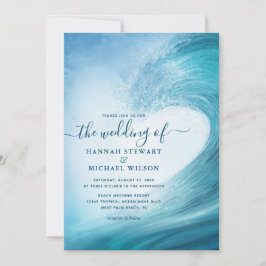 Elegant Ocean Wave Tropical Beach Wedding Inbjudningar