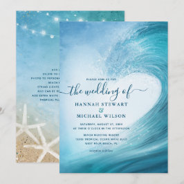 Elegant Ocean Wave Tropical Beach Wedding Inbjudningar