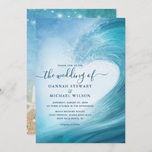 Elegant Ocean Wave Tropical Beach Wedding Inbjudningar