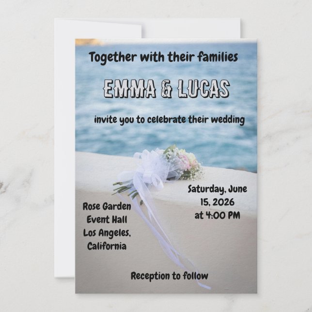 Elegant Ocean Wedding Invitation | Beach Theme | E Inbjudningar (Framsida)