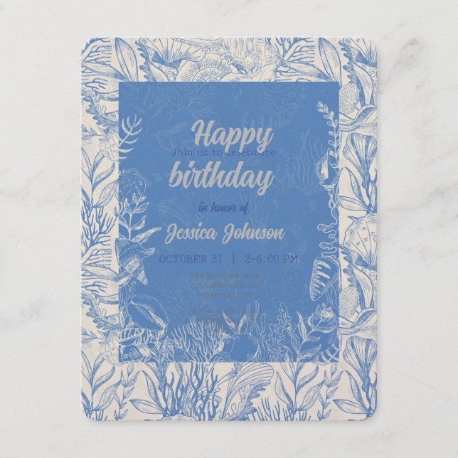 Elegant Oceanblåfenad leksak Tilläggskort (Framsida)