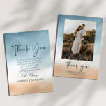 Elegant Oceanen Beach Shore Sand Bild Bröllop Tack Kort<br><div class="desc">Det här är en Elegant Blåhavsbläckfisk Shore Sand Bröllop Anpassningsbar Bild Foto - tack.</div>