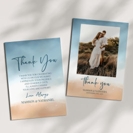Elegant Oceanen Beach Shore Sand Bild Bröllop Tack Kort
