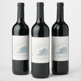 Elegant oceaninspirerad mottagning vinflaska etikett
