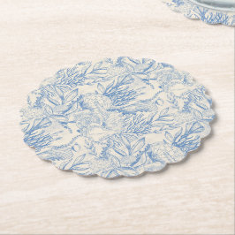 Elegant oceansk blå toile underlägg papper