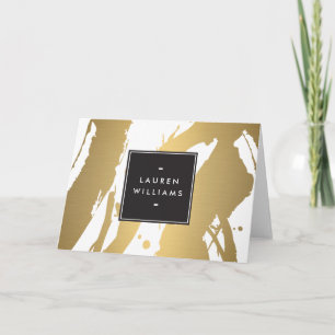 Elegant och Abstrakt Guld Brushstrokes II Notecard Anteckningskort