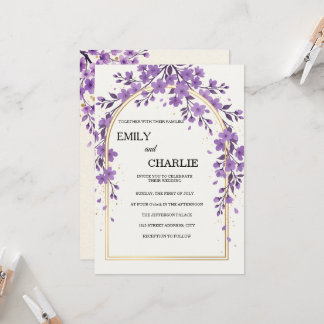 Elegant och akvarell lila Körsbärsblomning Inbjudningar