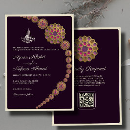 Elegant och Blommigt Geometric QR Code Islamic Brö Inbjudningar