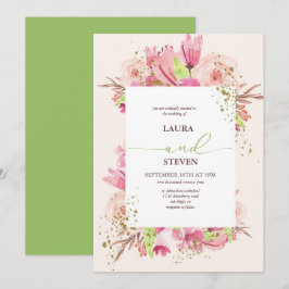 Elegant- och blomningsblommor och Guld-flingor Brö Inbjudningar