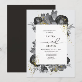 Elegant- och blomningsblommor och Guld-flingor Brö Inbjudningar