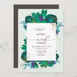 Elegant- och blomningsblommor och Guld-flingor Brö Inbjudningar