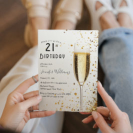 Elegant och champagneglas 21-årsdagen party inbjudningar