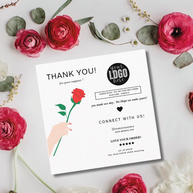 Elegant och chic blomster tack fyrkantigt visitkort (Skapare uppladdad)