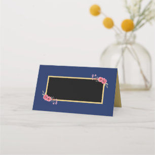 Elegant och Chic Blue med vattenfärgsblommor Placeringskort