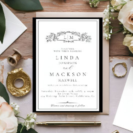 Elegant och Chic botaniskt vapensköld monogram brö Inbjudningar