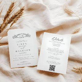 Elegant och Chic botaniskt vapensköld monogram brö Inbjudningar