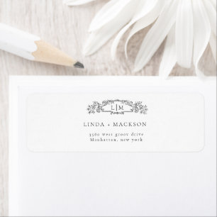 Elegant och Chic botaniskt vapensköld monogram brö Returadress Etikett