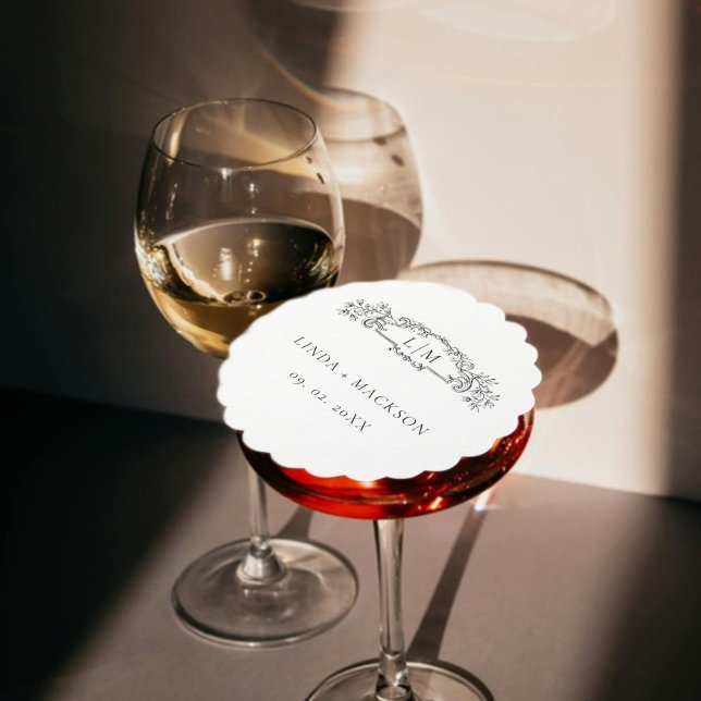 Elegant och Chic botaniskt vapensköld monogram brö Underlägg Papper (Skapare uppladdad)