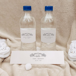 Elegant och Chic botaniskt vapensköld monogram brö Vattenflaskor Etikett