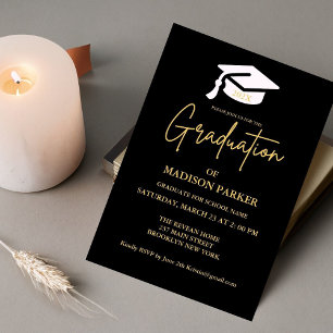 Elegant och Chic Guld Calligraphy-Studentfest Inbjudningar