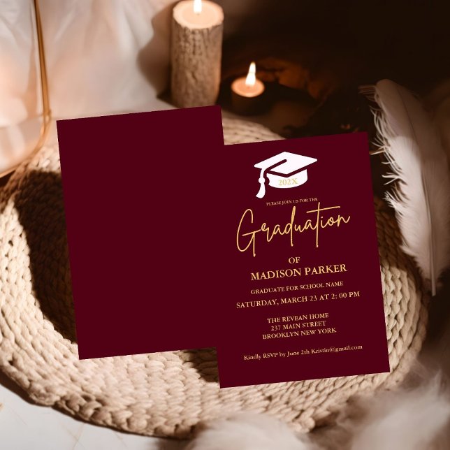 Elegant och Chic Guld Calligraphy-Studentfest Inbjudningar (Skapare uppladdad)