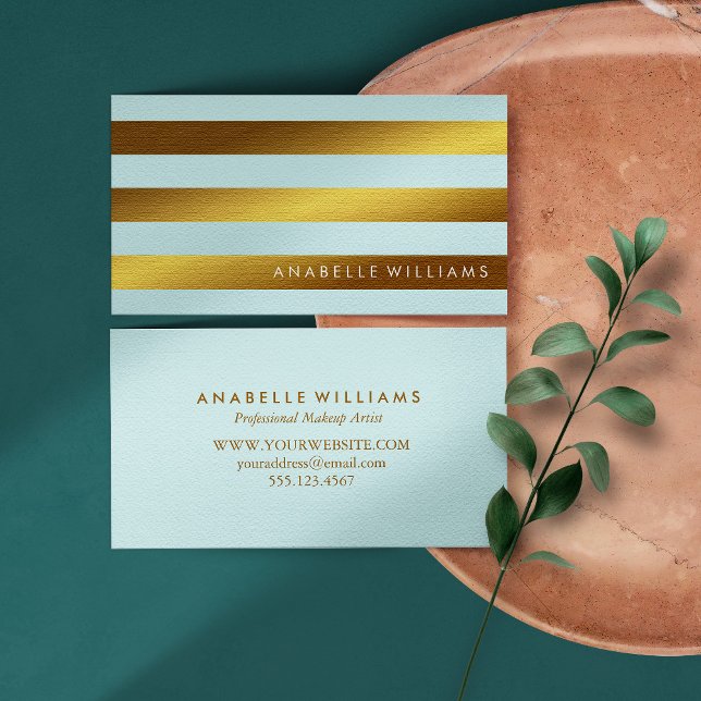 Elegant och Chic Mint och Faux Guld Foil Visitkort (Skapare uppladdad)