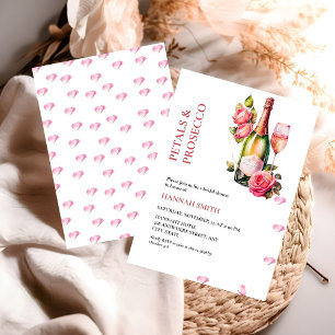Elegant och Chic Petals och Prosecco-Möhippan Inbjudningar