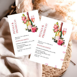 Elegant och Chic Petals och Prosecco-Möhippan Inbjudningar