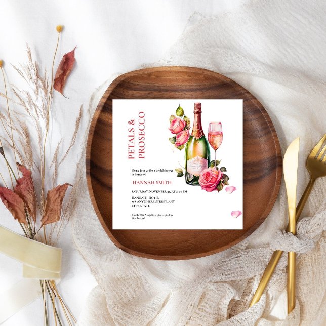Elegant och Chic Petals och Prosecco-Möhippan Inbjudningar (Skapare uppladdad)