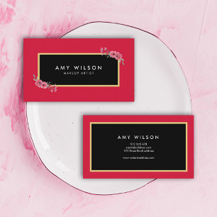Elegant och Chic Rosa Blommigt Makeup Artist Visitkort
