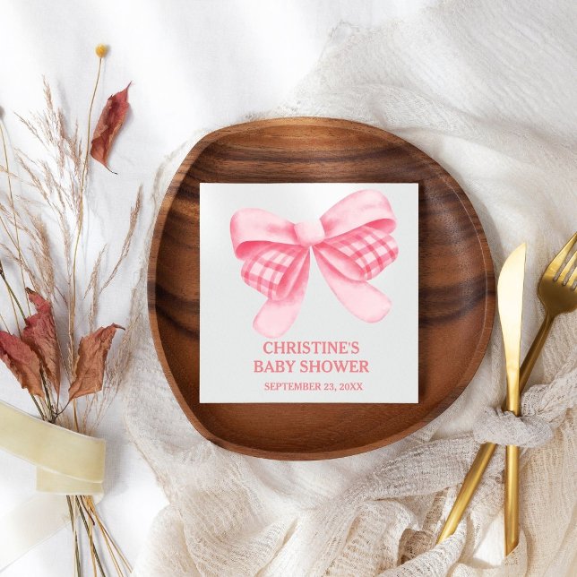 Elegant och Chic Rosa Bow Girl Baby Shower Pappersservett (Skapare uppladdad)
