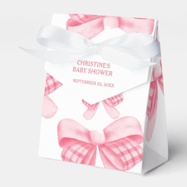 Elegant och Chic Rosa Bow Girl Baby Shower Presentaskar (Framsidan Sidan)