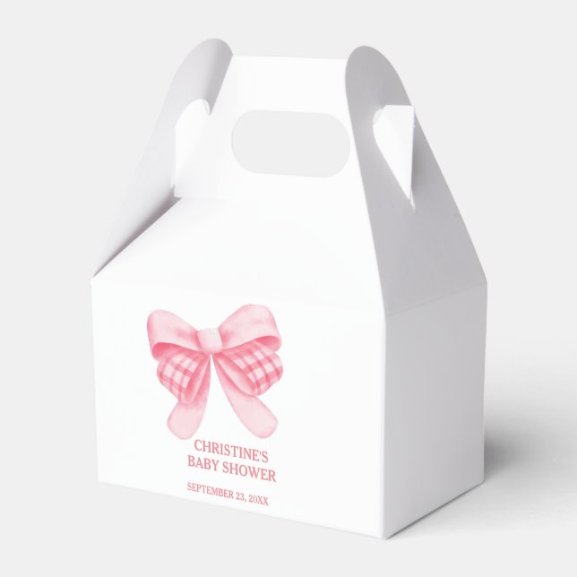Elegant och Chic Rosa Bow Girl Baby Shower Presentaskar (Framsidan Sidan)