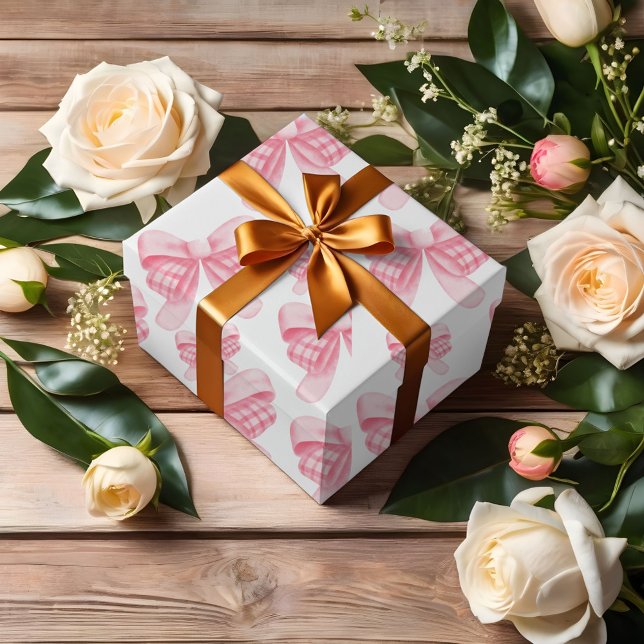 Elegant och Chic Rosa Bow Girl Baby Shower Presentpapper (Skapare uppladdad)