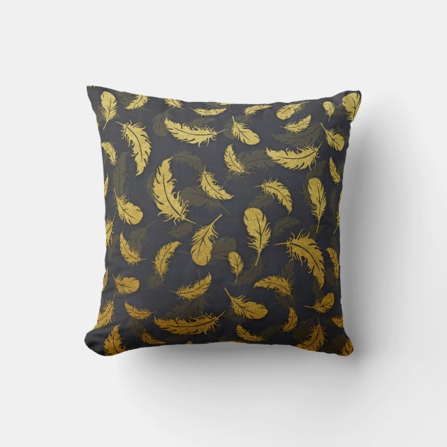 Elegant och Chic, svart och Guld, Mönster Kudde (Framsida)