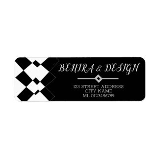 Elegant och chic, svart och vitt geometriskt mönst returadress etikett
