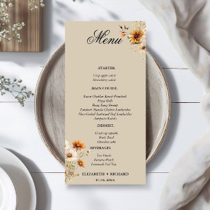 Elegant och Chic Wildblomböhmen Blodasbröllop Meny