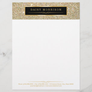 Elegant- och Classy Guld Glitter-miniatyrdiagram Brevhuvud