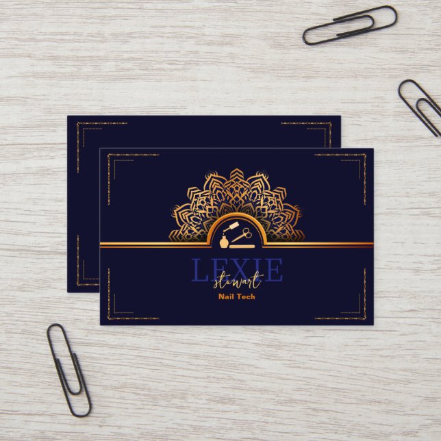 Elegant och Classy Nagel Tech Möte Visitkort (Fram/Back In Situ)