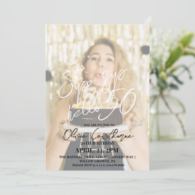 Elegant och enkel 50:e fotofödelsedag inbjudningar (Stående Fram)