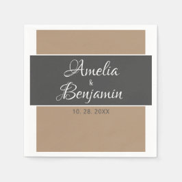 Elegant och enkel grått beige typografi bröllop pappersservett