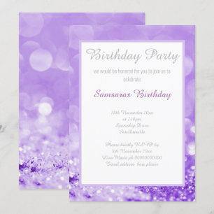 ELEGANT OCH ENKEL LAVENDER BOKEH BIRTHDAY INBJUDNINGAR