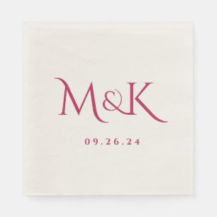 Elegant och enkel Magenta Bröllop Monogram Pappersservett
