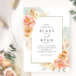 Elegant och enkel resa, persikor och  Bröllop Inbjudningar