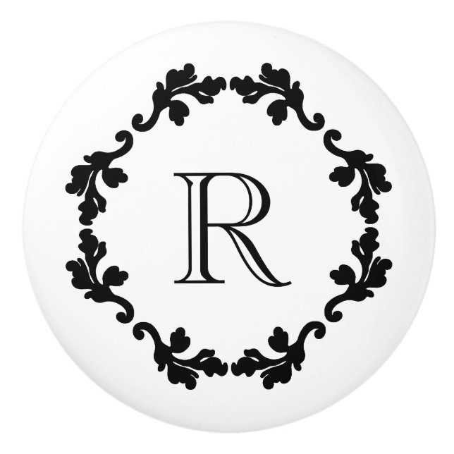 Elegant och enkelt svartvitt monogram knopp (Framsidan)