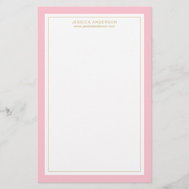 Elegant och feminin Rosa Guld Personlig Brevpapper (Framsida)