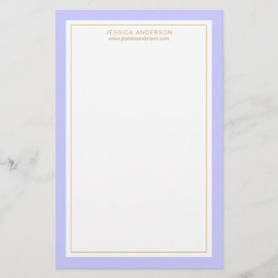 Elegant och femininin periwinkle Guld Personlig Brevpapper