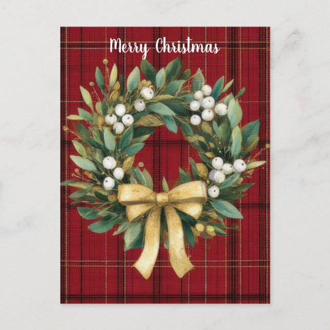 Elegant och festlig julkransdesign Postkort Helg Vykort (Framsida)