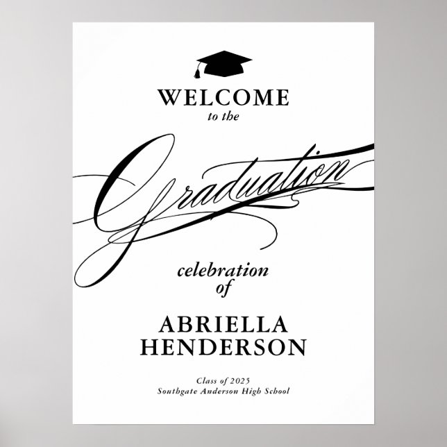 Elegant och formell examensvälkomstskrift poster (Framsidan)